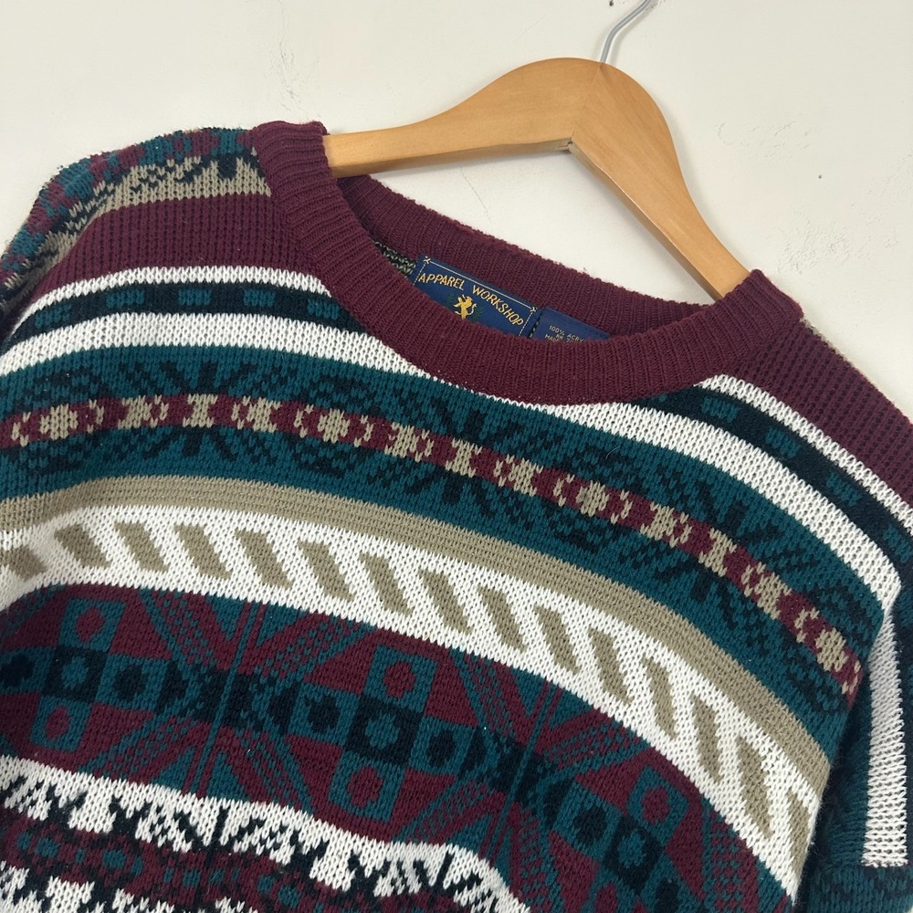 Vintage Apparel Workshop Sweater Multicolor Fair Isle Pullover Classic Men Large